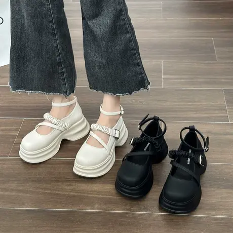 高跟玛丽珍鞋子女2023新款夏季复古百搭单鞋小个子厚底英伦小皮鞋图片