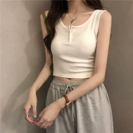 白色运动小吊带背心2024年夏季内搭外穿ins潮美背短款打底上衣女图片