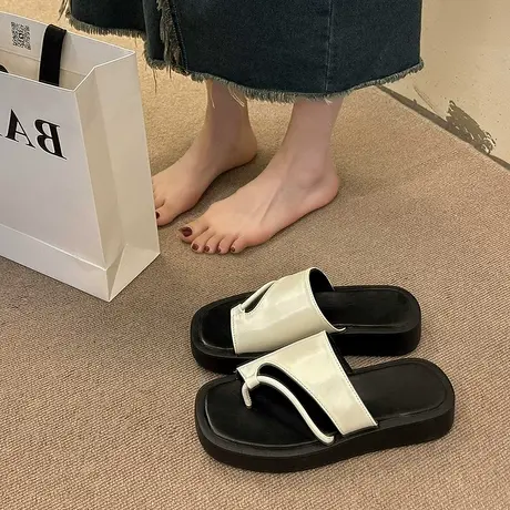 厚底防滑夹趾拖鞋女夏季外穿2024新款网红小众软底沙滩凉拖鞋ins图片