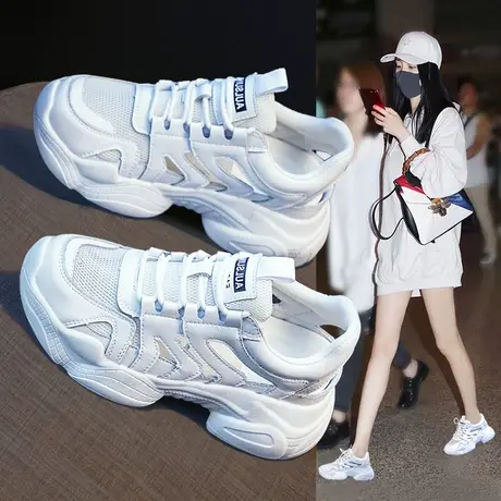 老爹凉鞋女2023爆款夏季镂空小白鞋网红ins超火透气网面运动鞋潮商品大图
