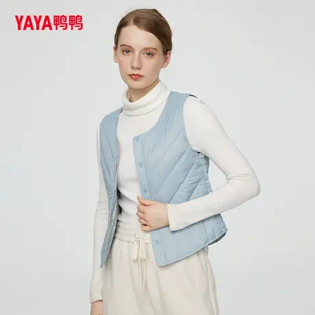 鸭鸭轻薄羽绒马甲女2023年秋冬新品圆领韩版休闲时尚马夹外套C图片