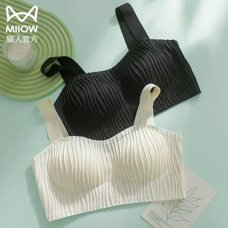 猫人抹胸内衣女聚拢小胸防走光聚拢夏季薄款无钢圈背心睡眠文胸罩图片