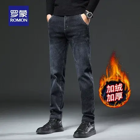 【加绒保暖】罗蒙男士加厚牛仔裤2023秋冬新款时尚百搭潮流小脚裤图片