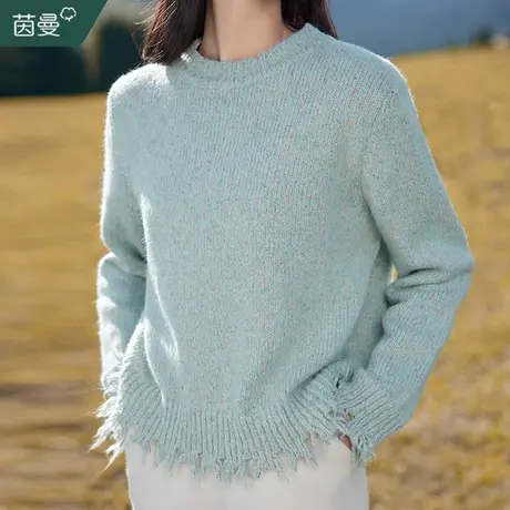 茵曼美拉德穿搭毛衣女2023冬季新款宽松保暖套头慵懒风针织衫上衣商品大图