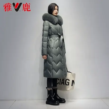 雅鹿羽绒服女中长款妈妈款2022冬季新款大狐狸毛领宽松保暖外套潮商品大图