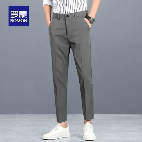 罗蒙九分休闲裤男正装垂感小西裤男士百搭长裤商务直筒西装裤子潮商品大图