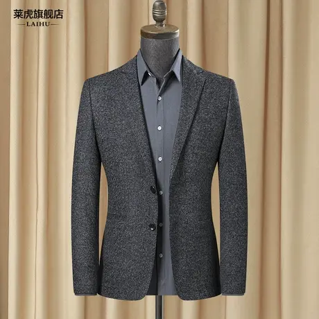 羊毛西装外套男秋冬季韩版修身商务灰色呢子小西服男士单件上衣潮商品大图