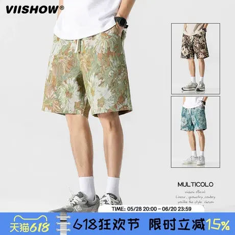 VIISHOW美式短裤男夏季潮牌ins沙滩裤直筒休闲五分裤百搭运动裤子图片