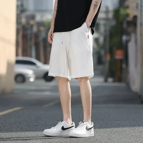 加大码情侣亚麻短裤男夏季休闲裤韩版宽松潮流棉麻四分裤纯色沙滩商品大图