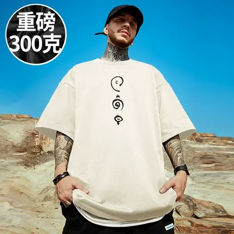 2025新款300g重磅美式纯棉胖子T恤短袖加肥加大码男装夏季半袖男商品大图