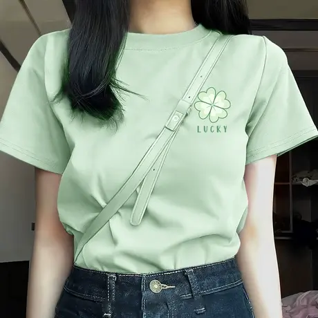 KWV真维斯短袖女t恤夏2024新款宽松内搭打底衫纯棉大码女装设计感商品大图