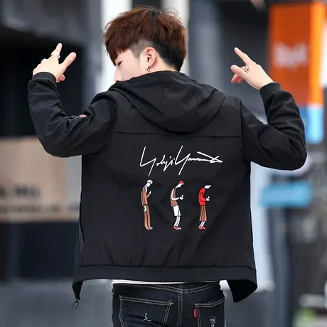 男生外套春秋款韩版潮流帅气百搭初中学生大童加绒夹克青少年外衣商品大图