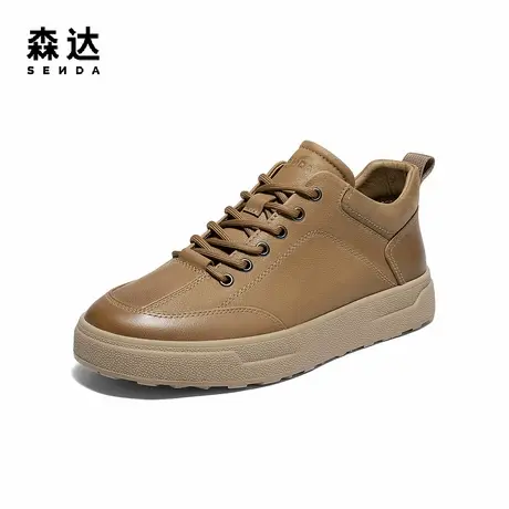 森达工装靴男2025冬季新款时尚潮流厚底高帮休闲鞋QJ046DD5商品大图
