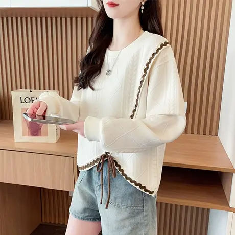 不规则蝴蝶结卫衣女2025新款春秋韩版宽松薄款小个子短款上衣外套商品大图