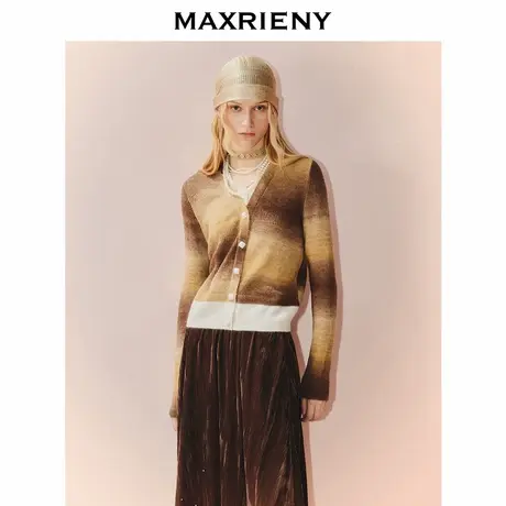 MAXRIENY慵懒感穿搭渐变条纹假两件针织羊毛混纺毛衫费尔岛穿搭商品大图