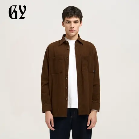 雅戈尔奥莱 GY男装男士长袖衬衫秋冬时尚灯芯绒柔软垂顺寸衫商品大图