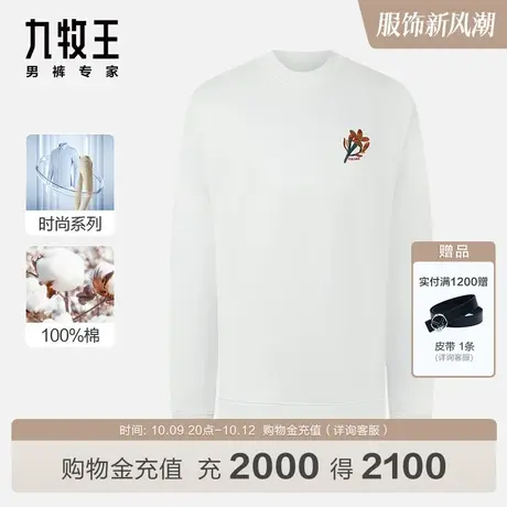 [纯棉]九牧王男装HT1C40719卫衣23秋冬商场同款柔软圆领长袖T恤SN图片
