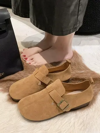 复古勃肯鞋女2023春季新款超火ins一脚蹬豆豆鞋日系面包丑萌单鞋商品大图