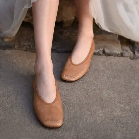 Artmu阿木原创复古文艺浅口单鞋女平底奶奶鞋懒人鞋豆豆鞋新款商品大图