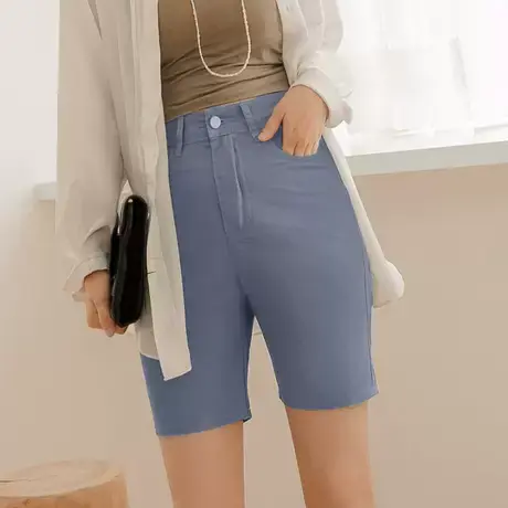 桔熊夏季休闲仿牛仔裤子女纯色高腰松紧舒适合身五分裤大码BA6682图片