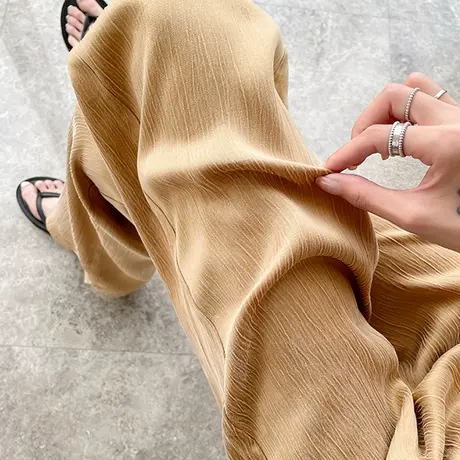 真丝阔腿裤女夏季薄款醋酸凉凉休闲裤子高腰垂感直筒铜氨丝冰丝裤商品大图