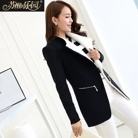 苏醒的乐园 冬装新品新款 韩版女装中长款呢大衣毛呢外套N421商品大图