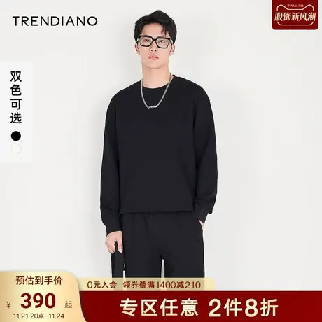 TRENDIANO官方男装秋冬季新款时尚圆领长袖套头卫衣男士上衣图片