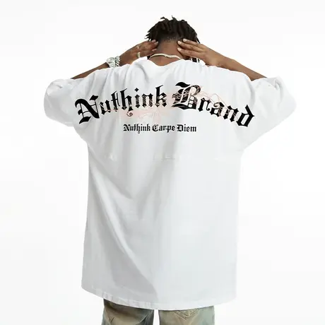 Nuthink美式街头字母短袖T恤男蝙蝠袖oversize潮流半袖上衣夏季潮商品大图