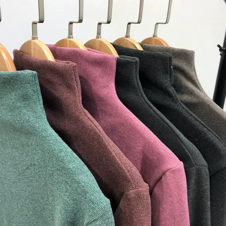 阳离子德绒半高领打底衫女长袖t恤2023春秋新款修身内搭春秋上衣图片