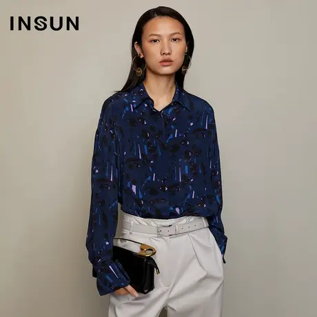 INSUN恩裳秋季印花桑蚕丝衬衫商品大图