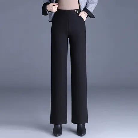 黑色直筒裤时尚加绒休闲裤气质长裤高腰显瘦阔腿裤子秋冬2023新款图片