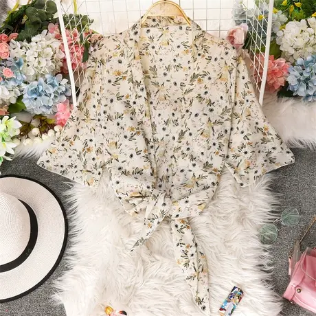 白色防晒衣女2023夏季新款雪纺中袖休闲衬衫宽松垂感衬衣薄款开衫商品大图