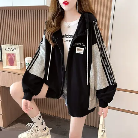 外套女春秋韩版宽松bf慵懒风ins设计感小众薄款开衫棒球服卫衣潮图片