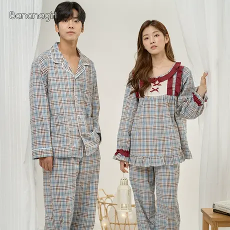 Bananagirl睡衣女春秋纯棉情侣2021年新款女士圆领套装家居服套装商品大图