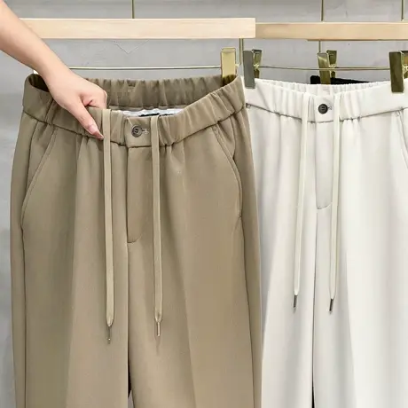 肌理暗条纹直筒宽松休闲裤男高级感小西装裤垂坠感男裤百搭长裤子商品大图