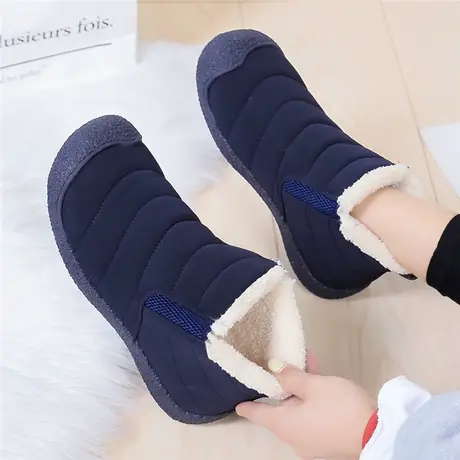 雪地靴女款2025年秋冬新款加绒加厚一脚蹬棉鞋短靴防水冬季豆豆鞋商品大图