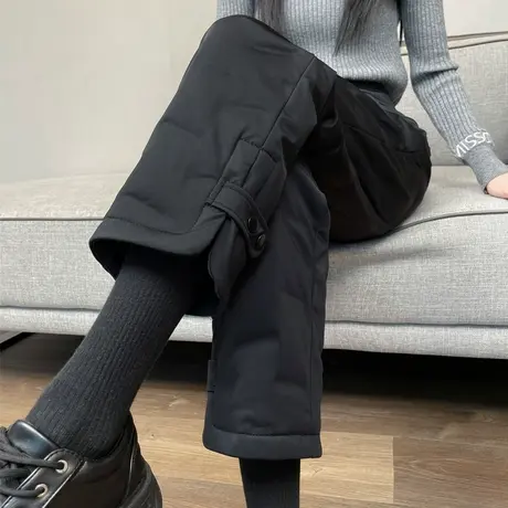 休闲羽绒裤女冬款直筒裤显瘦高腰2023新款过冬加厚棉裤白鸭绒零下图片