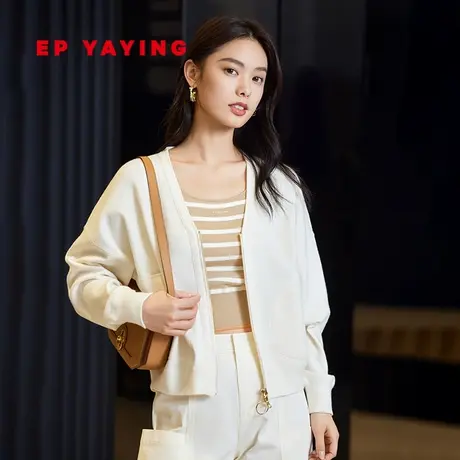 EP YAYING雅莹女装 气质绵羊毛V领针织拉链衫 春夏商场同款9175A商品大图