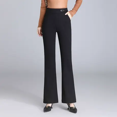 黑色垂感微喇叭裤女春季2024新款高腰通勤显瘦女士长裤休闲职业裤商品大图