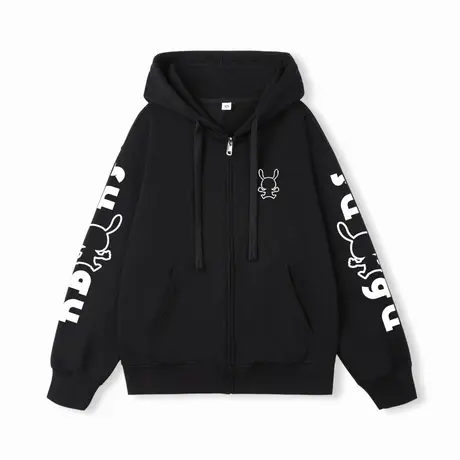 Ohlyah连帽卫衣外套2022秋季新款男女初冬设计感休闲印花拉链开衫图片