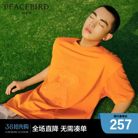 【商场同款】太平鸟男装 23年夏季小熊立体提花短袖T恤B1DAD2130商品大图