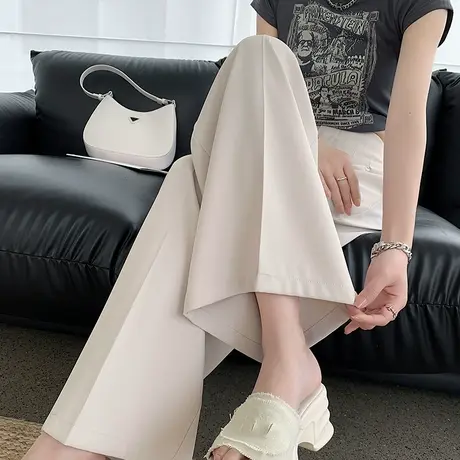 高级感西装阔腿裤女2024春夏新款九分小个子高腰垂感宽松休闲裤裙图片