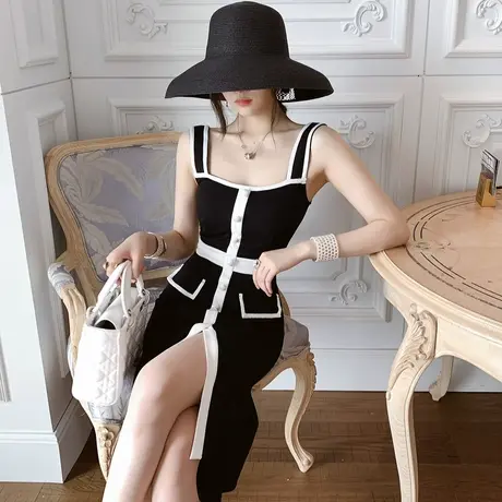 夏季修身有女人味连衣裙名媛性感气质2024个性时尚女神范吊带裙子图片