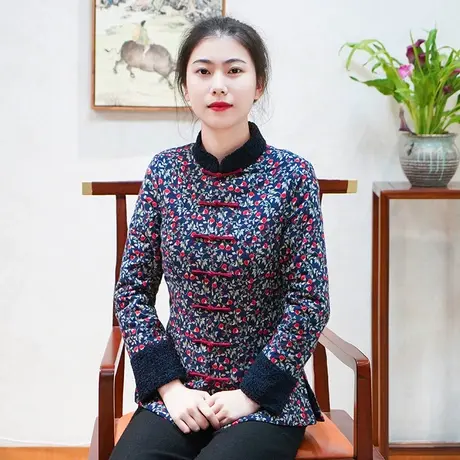 筠雅唐装女装中国风秋冬棉袄旗袍式上衣复古汉服中式盘扣加厚外套商品大图