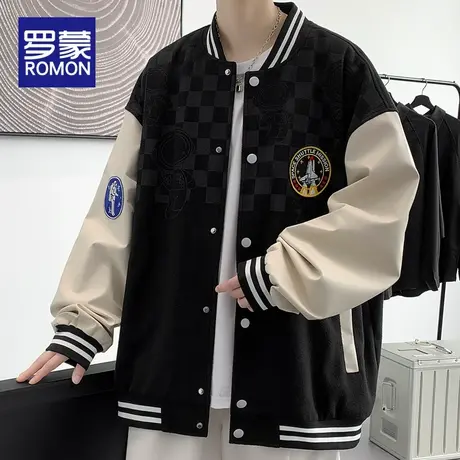 罗蒙棒球服男士外套春秋款2023新款潮牌宽松休闲上衣秋季夹克男生商品大图