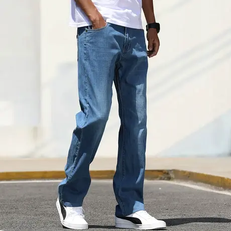 牛仔裤男秋季男士直筒裤子宽松休闲裤男款春秋款加肥加大商务男裤商品大图