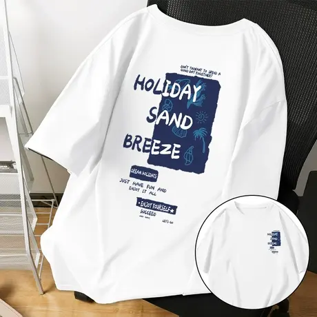 白色纯棉短袖t恤女2023年夏季半袖体恤宽松女装新款学生韩版夏装商品大图