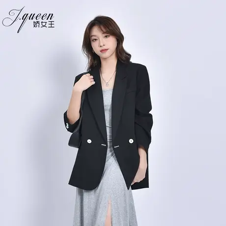 西装外套女2023秋季新款气质时尚休闲百搭宽松廓形小个子黑色西服图片