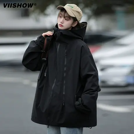 VIISHOW冲锋夹克外套男春秋季山系潮牌美式拉链机能宽松工装夹克商品大图