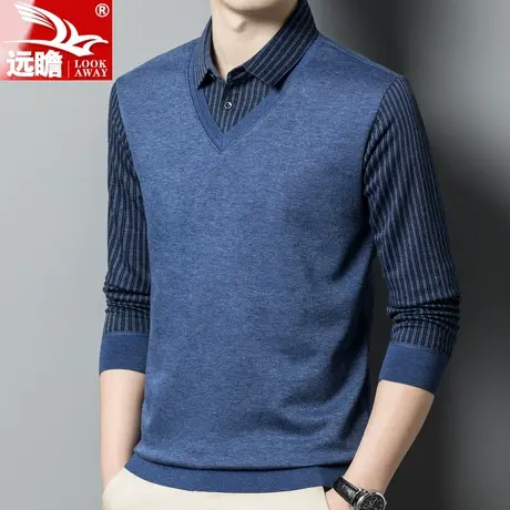秋季2022新款毛衣男士衬衫领秋冬潮流针织衫男款商务休闲假两件图片